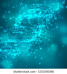 a bright blue colored energy stream swirling against a dark background. vector abstract concept