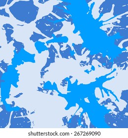 Bright blue colorful artistic paint splashes, square format.