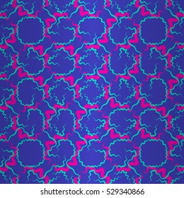 Bright blue decorative seamless pattern background in cracked earth style. Complex medley repeatable backdrop. Contemporary texture. Vivid, contrast design for textile, game, web or other purpose.
