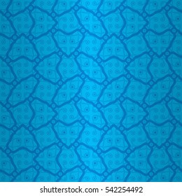 Bright blue decorative seamless pattern in biologic style. Actual decor. Vector background. Simple mosaic repeatable backdrop.