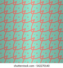Bright blue decorative seamless pattern in carpet style. Vector background. Plain mosaic repeatable backdrop. Colorful, symmetric design for surface, packing-paper, curtain or other purpose.