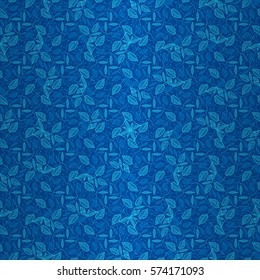 Bright blue decorative seamless pattern in biology style. Vector background. Colorful, symmetric design for packing-paper, textile, carpet or other purpose.