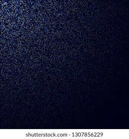 Bright blue disco lights halftone circle frame on black background. Vector illustration.