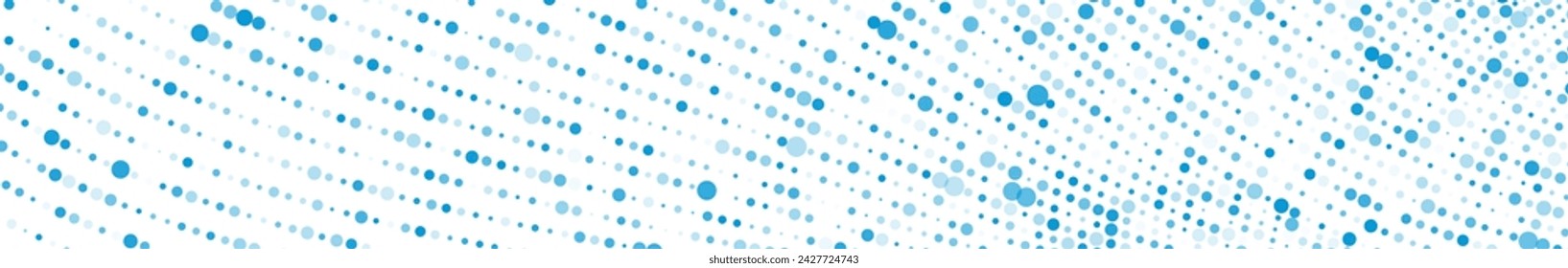 Bright blue dotted wavy lines abstract technology background. Futuristic vector banner design