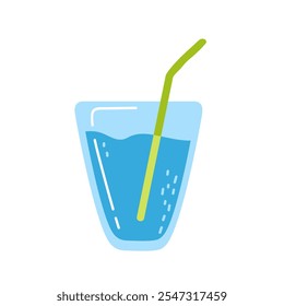 Bright blue drink in a clear cup with a green straw, perfect for a summer refreshment