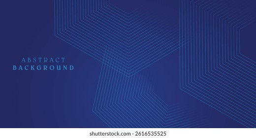 Bright blue dynamic abstract vector background with hexagon lines. 3d banner cover, business presentation for evening party, sales event. Fast moving soft hexagons, straight lines, decoration lines