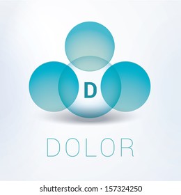 Bright blue edition of a levitating scalable abstract minimal 3d  icon with middle arranged business name holder composition of four circles (spheres), background for universal use