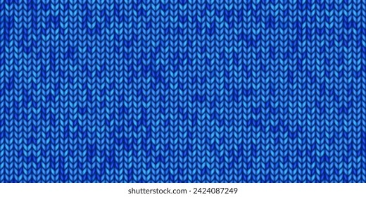 Bright blue endless tricot pattern. Wool warm knit background. Blend handwoven fabric texture for a scarf or sweater. Vector illustration