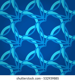 Bright blue fancy seamless pattern background in floral style. Simple mosaic repeatable backdrop. Retro design. Vivid, graphical design for banner, game, surface or other purpose.