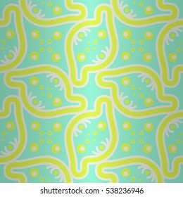 Bright blue fancy seamless pattern in ethnic style.