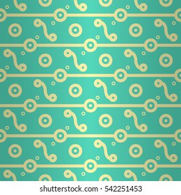 Bright blue fancy seamless pattern in constructionism style. Colorful, graphic design for web, ads, packing-paper or other purpose.