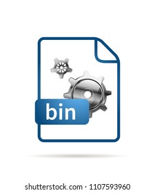 Bright blue file icon with BIN extension isolated on white