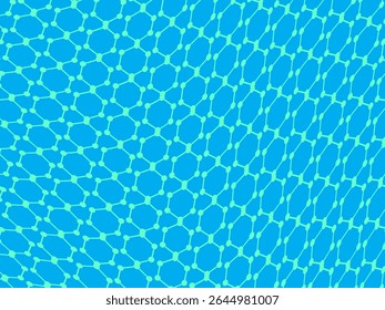 Fundo de padrão hexagonal futurista azul brilhante conectado com pontos em um fundo azul brilhante, criando uma textura digital ondulada.