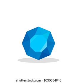 A bright blue gem isolated on a white background. A blue diamond. Jewelry concept. Vector illustration.