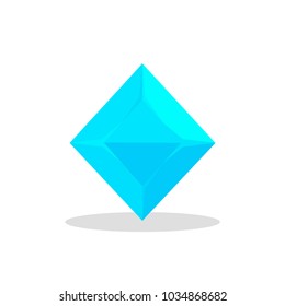 A bright blue gem isolated on a white background. A blue diamond. Jewelry concept. Vector illustration.