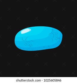 A bright blue gem on a black background. A blue stone tanzanite. Jewelry concept. Vector illustration.