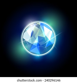 Bright blue gem. Vector illustration eps 10.