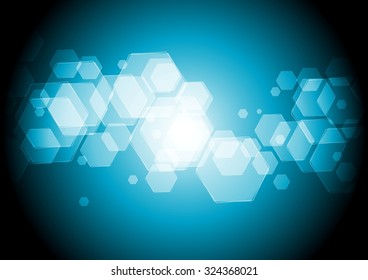 Bright blue geometric background. Vector shiny tech design