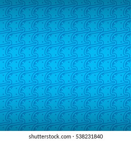 Bright blue geometric seamless pattern in carpet style. Colorful, contrast design for packing-paper, banner, carpet or other purpose. Vector background. Clean tessellated repeatable backdrop.