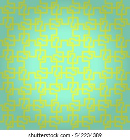 Bright blue geometric seamless pattern in liner style. Bright, graphical design for fabric, packing-paper, carpet or other purpose. Knotty mosaic repeatable backdrop. Vector background.