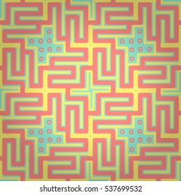 Bright blue geometrical seamless pattern in tribal style. Vivid, contrast design for packing-paper, carpet, web or other purpose.