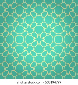 Bright blue geometrical seamless pattern in organic style. Vector background. Smooth mosaic repeatable backdrop. Contemporary design.