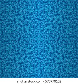 Bright blue geometrical seamless pattern in watercolor style. Vector background.