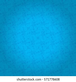bright blue geometrical seamless pattern in labyrinth style. Vivid, symmetrical design for surface, wallpaper, game or other purpose.