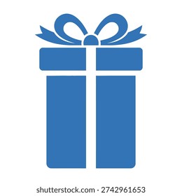 Bright blue gift box with elegant ribbon ready for celebration occasions