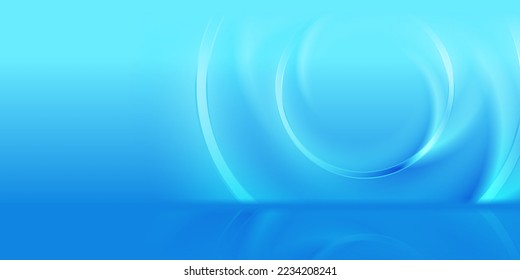 Bright blue glossy circles with reflection abstract tech background. Vector design