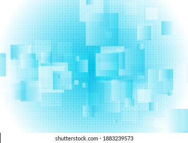 El fondo de la tecnología abstracta con código binario es brillante en cuadrados brillante azul brillante. Diseño geométrico vectorial
