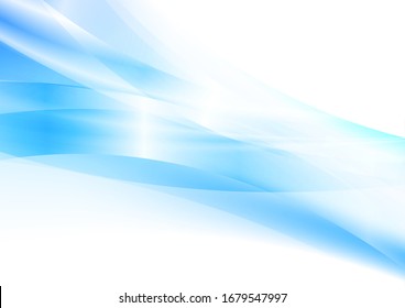 Bright blue glossy stripes and waves abstract background. Futuristic vector design