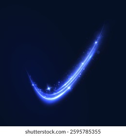Bright blue glow rays light trace bright motion. Glowing bright swirl for game interface design and illustrations. Vector