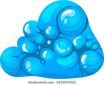 Bright blue goo or slime with shiny bubbles. Cartoon style sticky substance, playful and fun. Children's toy slime vector illustration.