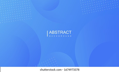 Bright blue gradient abstract creative background with wave and dots. Futuristic backdrop with circle shapes and flowing waving colorful curve elements with place for text