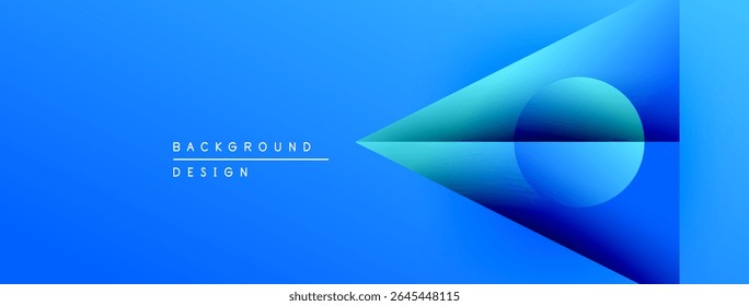 Bright blue gradient background. Overlapping shapes create abstract design. Text reads background design. Modern, minimalist aesthetic.