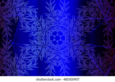 Bright blue gradient background with snowflakes. Vector illustration. For greeting card, design, new year and christmas wallpaper