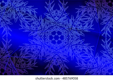 Bright blue gradient background with snowflakes. Vector illustration. For greeting card, design, new year and christmas wallpaper