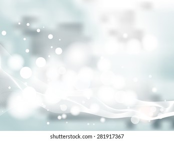 Bright blue and gray abstract composition with reflections and smooth lines on a blurred background. Vector illustrations