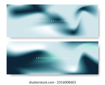 Bright blue green color holographic vector backgrounds set. Abstract sea wave color liquid gradient creative banners collection. Blurred soft blend cyan colour gradation minimalist backgrounds.