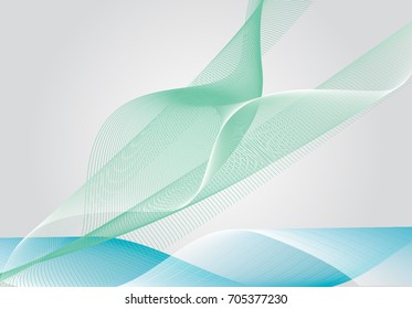 bright blue and green wavy lines on light gray background. Design brochures, websites, banners
