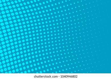 Bright blue halftone background. Digital gradient. Wavy dotted pattern with circles, dots, point. Design element for web banners, posters, cards, wallpapers, sites, panels. Vector illustration