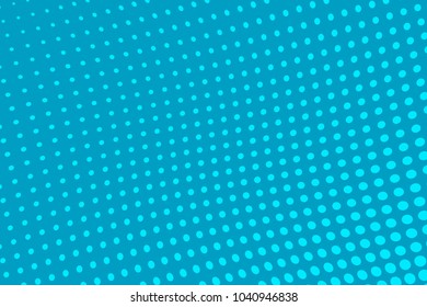 Bright blue halftone background. Digital gradient. Wavy dotted pattern with circles, dots, point. Design element for web banners, posters, cards, wallpapers, sites, panels. Vector illustration