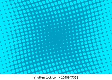 Bright blue halftone background. Digital gradient. Wavy dotted pattern with circles, dots, point. Design element for web banners, posters, cards, wallpapers, sites, panels. Vector illustration