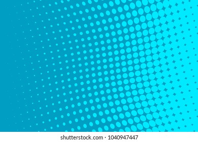 Bright blue halftone background. Digital gradient. Wavy dotted pattern with circles, dots, point. Design element for web banners, posters, cards, wallpapers, sites, panels. Vector illustration