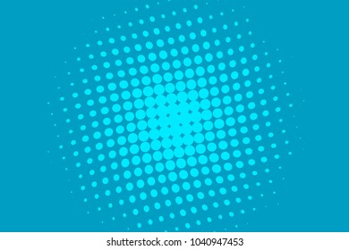 Bright blue halftone background. Digital gradient. Wavy dotted pattern with circles, dots, point. Design element for web banners, posters, cards, wallpapers, sites, panels. Vector illustration