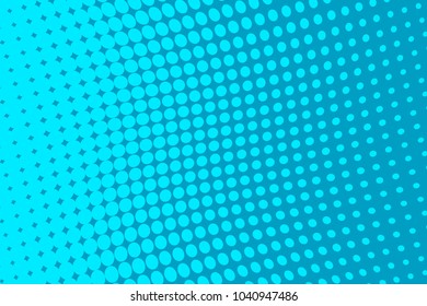 Bright blue halftone background. Digital gradient. Wavy dotted pattern with circles, dots, point. Design element for web banners, posters, cards, wallpapers, sites, panels. Vector illustration