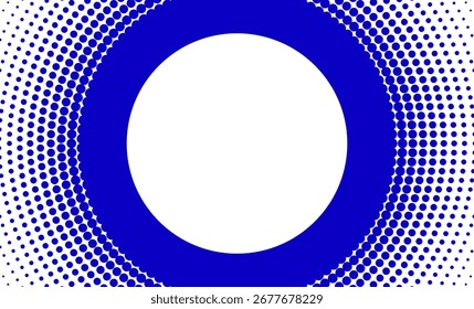 Diseño de semitono azul brillante con un círculo blanco central