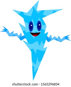 bright blue icicle fun smiling winter cartoon character on a white background symbol of the cold season nature concept
