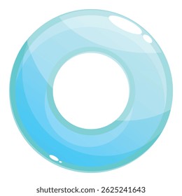 Bright blue inflatable ring floating on a calm water surface, perfect for summer vacation and pool parties